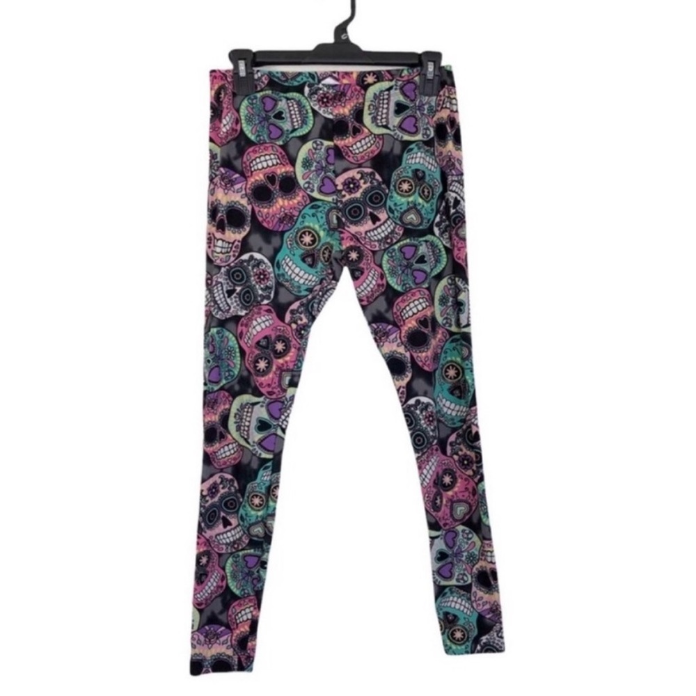 Colorful Sugar Skull Skeleton Leggings Pants